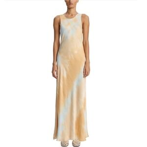 ALC Amana Maxi Slip Dress Blue Tan Tie Dye Scoop Back 6DRES02227 Size 0